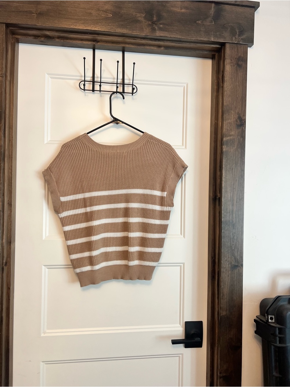 moon & madison Tan and White Striped Knit Top